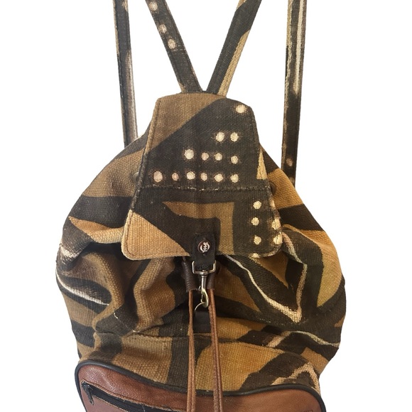 Handmade 🇬🇭 in Ghana Unisex Wool Mud Cloth Travel Backpack Duafe Gye Nyame - Picture 4 of 11